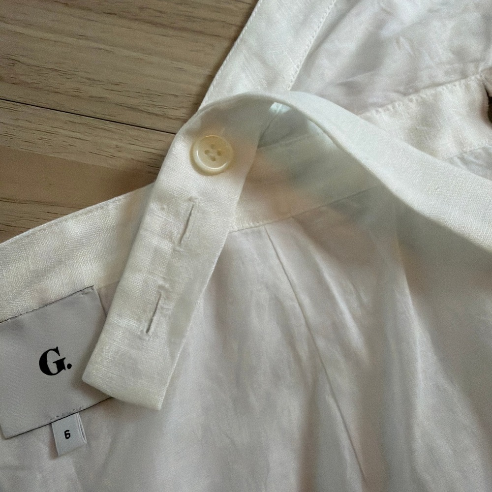 G. Label Goop Linen Maxi Camilla Wrap Dress Summer 6 White NWOT Boho Minimal - Picture 6 of 8